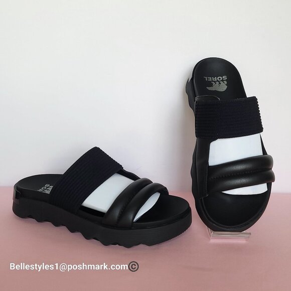 SOREL Viibe Fabric & Leather Platform Two-Straps Slip-On Slide- Women’s Size 9.⭐ - Picture 1 of 16